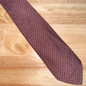 Robert Talbott for Paul Simon Men's Silk Tie Soft Burgandy Gold Mini Paisley